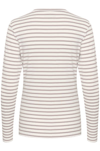 Kaffe Liddy Chalk/Grey Stripe Top with Fuchsia Heart, 10502821
