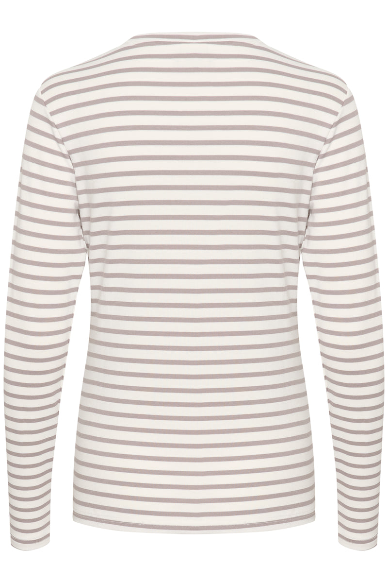 Kaffe Liddy Chalk/Grey Stripe Top with Fuchsia Heart, 10502821