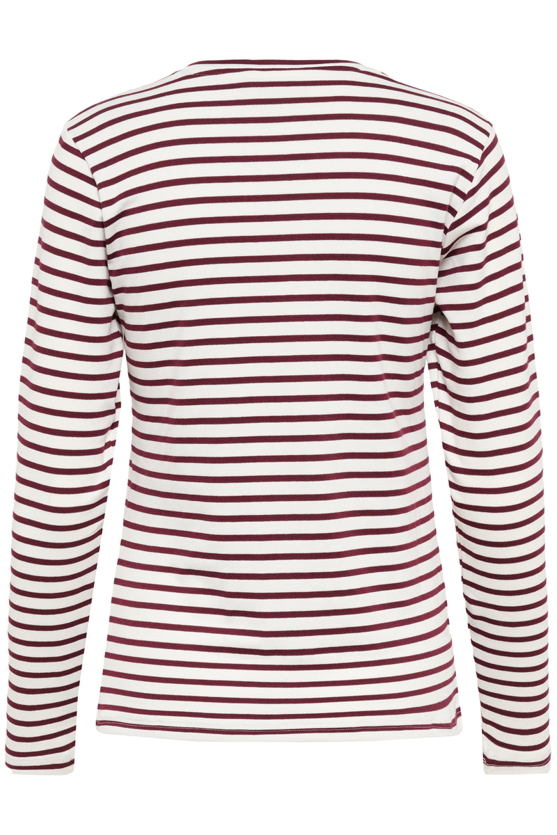 Kaffe Liddy Chalk/Windsor Wine Stripe Top with Black Heart, 10502821