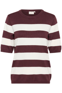 Kaffe Kalizza Chalk/Fudge Burgundy Striped Knit