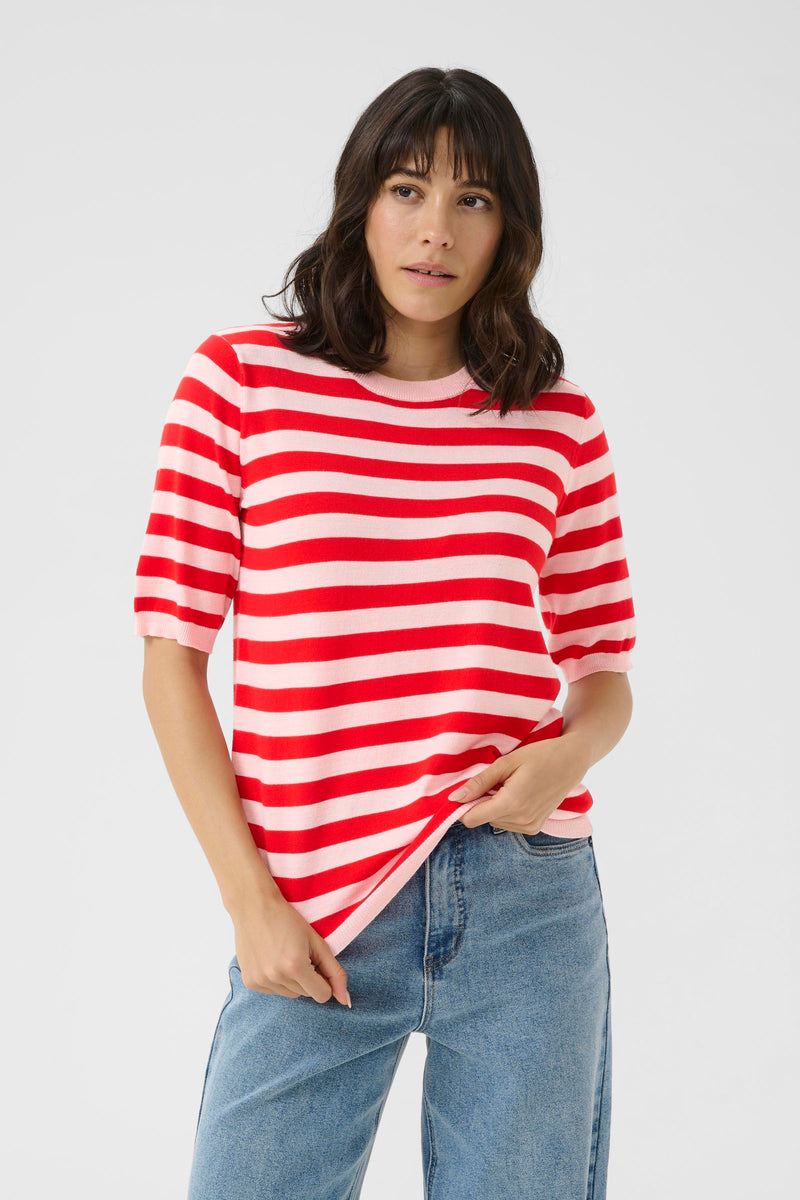 Kaffe Kalizza True Red/Baby Pink Striped Knit