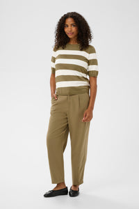 Kaffe Kalizza Khaki Green/Chalk Striped Knit, 10508410