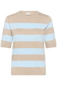 Kaffe Kalizza Feather Beige/Baby Blue Striped Knit, 10508410