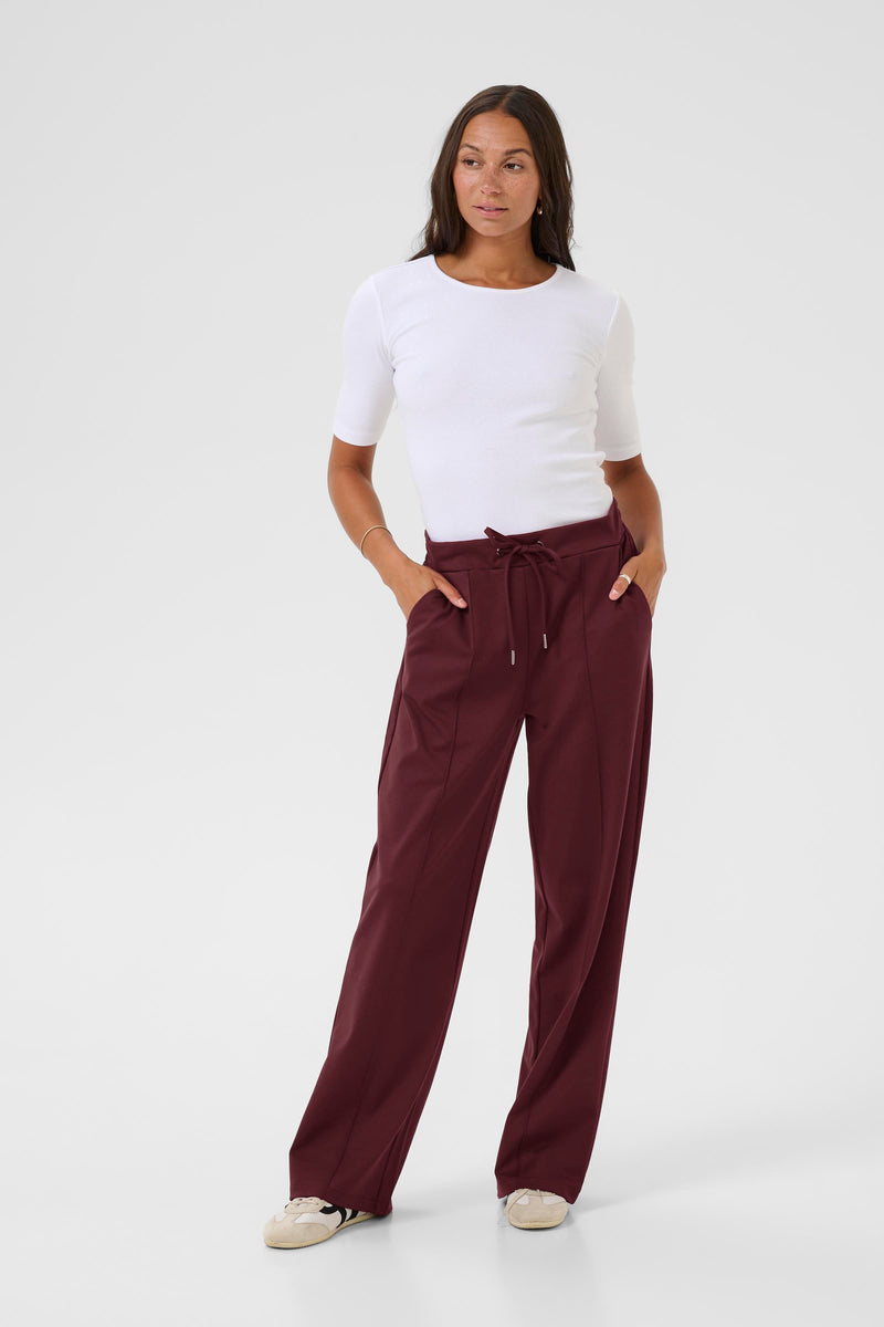 Kaffe Kajenny Windsor Wine Wide Leg Elasticated Trousers
