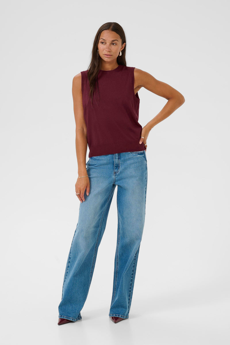 Kaffe Kalizza Windsor Wine Knitted Vest Tank Top, 10509232