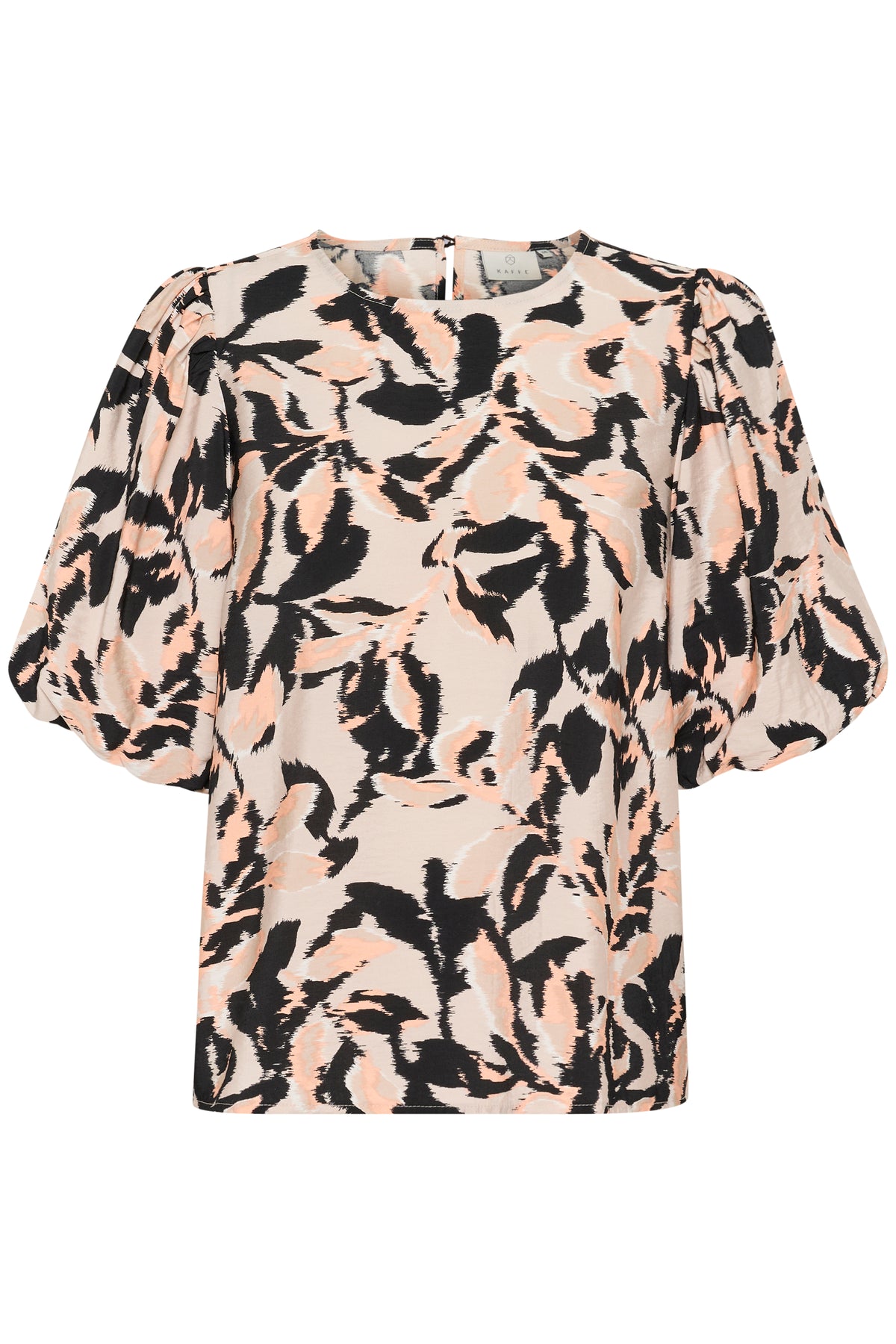 Kaffe Kapaco Peach/Black Abstract Printed Top, 10509633