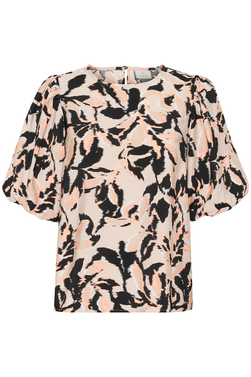 Kaffe Kapaco Peach/Black Abstract Printed Top, 10509633