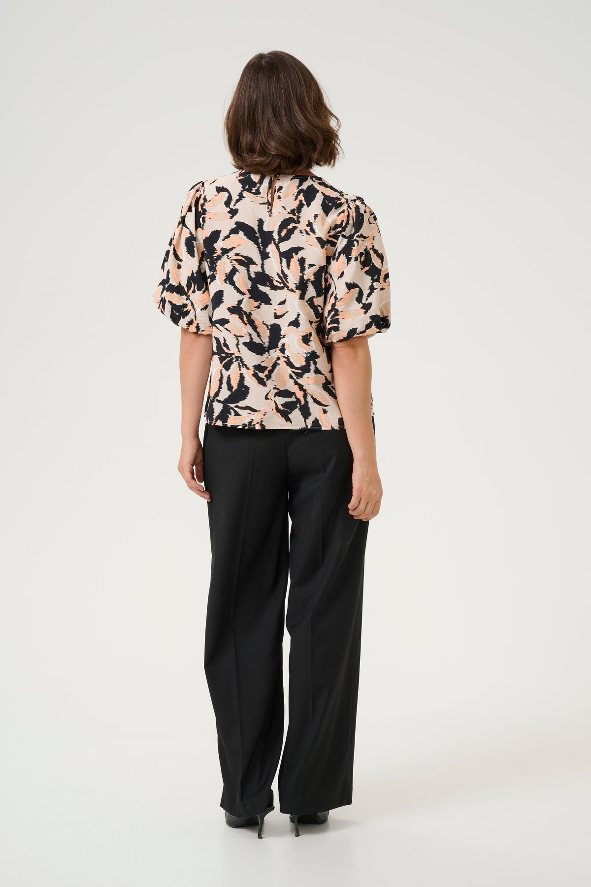 Kaffe Kapaco Peach/Black Abstract Printed Top, 10509633
