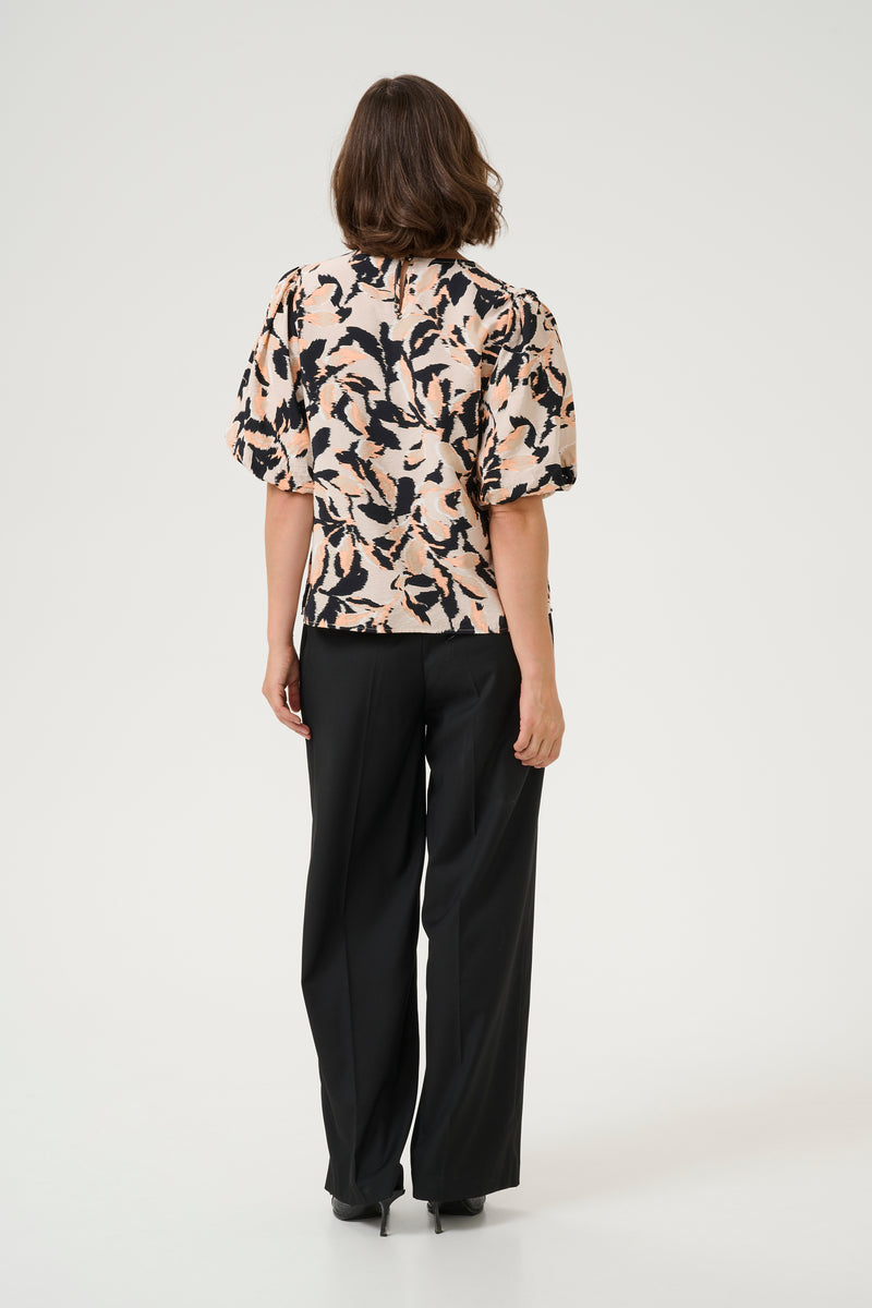 Kaffe Kapaco Peach/Black Abstract Printed Top, 10509633