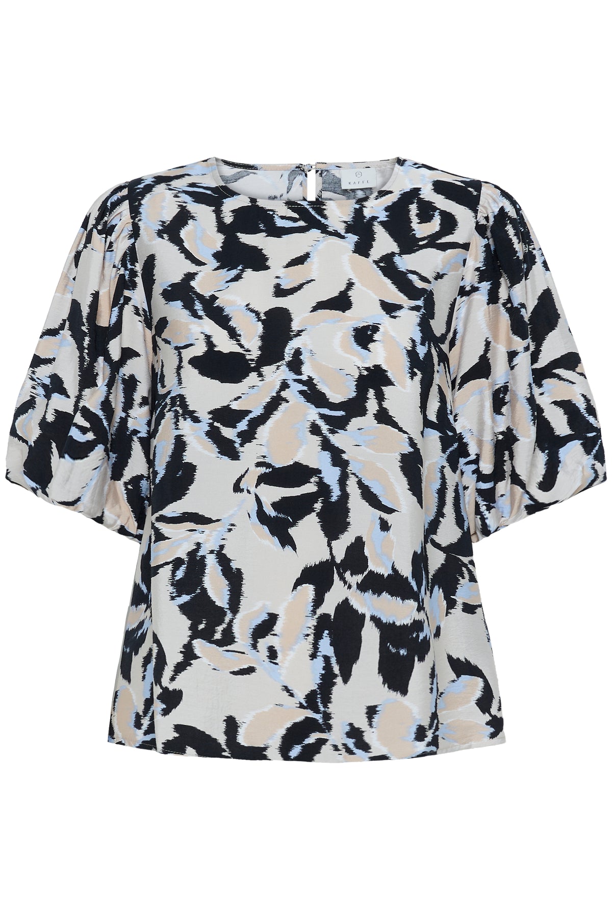 Kaffe Kapaco Baby Blue/Black Abstract Printed Top, 10509633