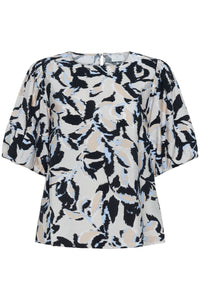 Kaffe Kapaco Baby Blue/Black Abstract Printed Top, 10509633