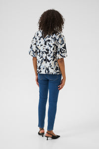 Kaffe Kapaco Baby Blue/Black Abstract Printed Top, 10509633