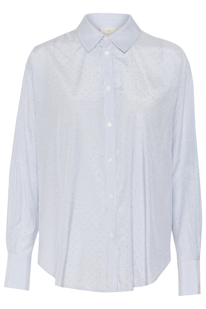 Kaffe Kamilena Baby Blue/White Embellished Oversized Shirt