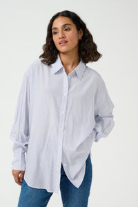 Kaffe Kamilena Baby Blue/White Embellished Oversized Shirt