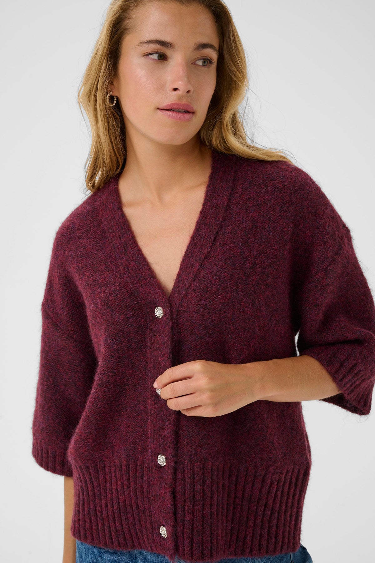 Kaffe Kalabis Windsor Wine Melange Cardigan
