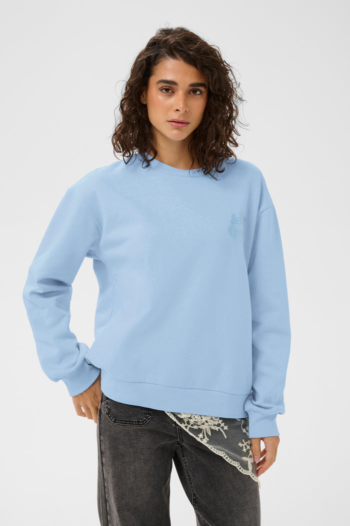 Kaffe Kasussi Powder Blue Supersoft Fleece Lined Sweatshirt, 10511087