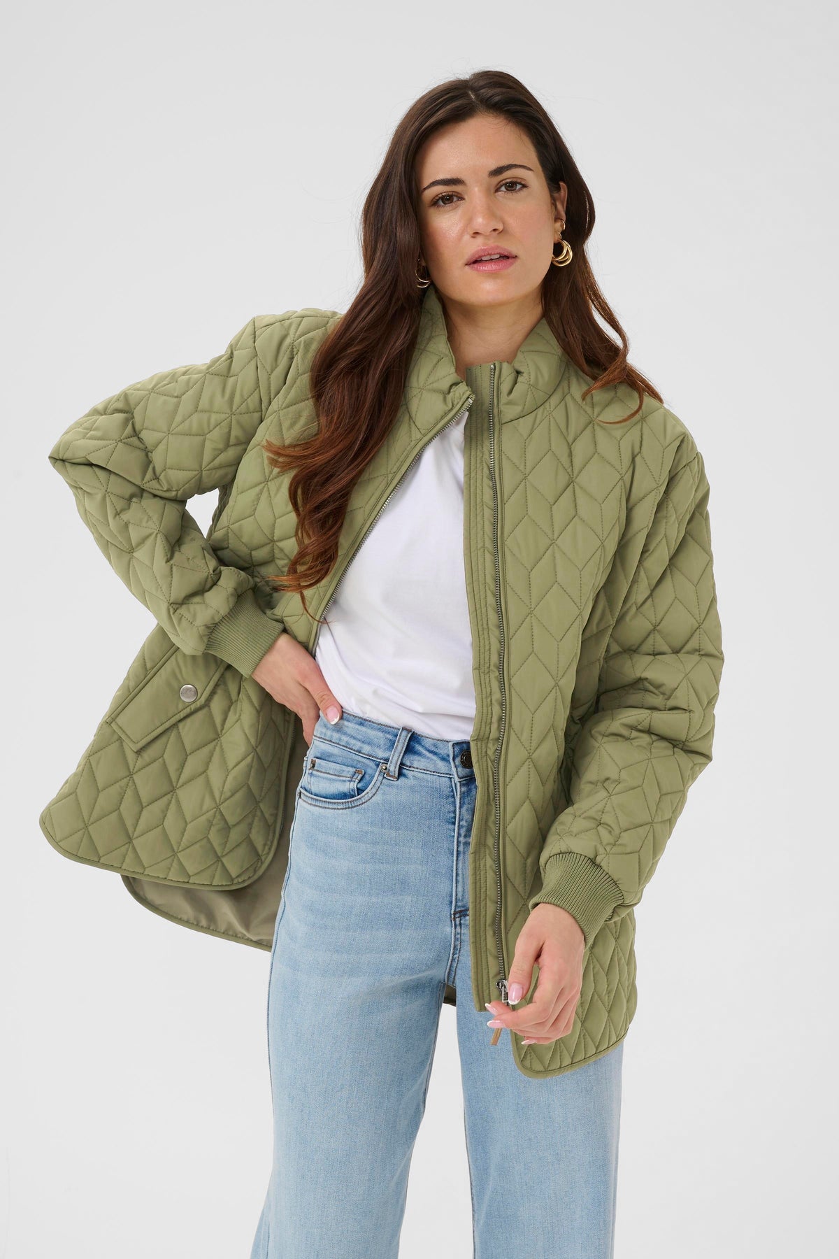 Kaffe KaLeila Dusky Green Quilted Jacket, 10511122