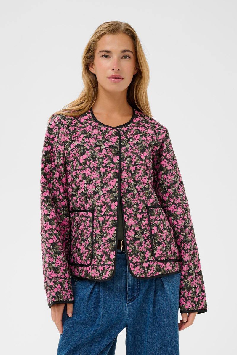 Kaffe Kanuria Pink/Khaki Floral Quilted Jacket, 10511167