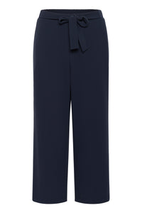 Kaffe Kaphoebe Midnight Marine Wide Leg Cropped Trousers, 10511244