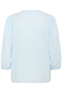 Kaffe Kapenelope Baby Blue V-Neck Textured Blouse, 10511436