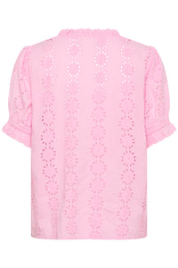 Kaffe Kadona Pink Frosting Embroidered V-Neck Blouse
