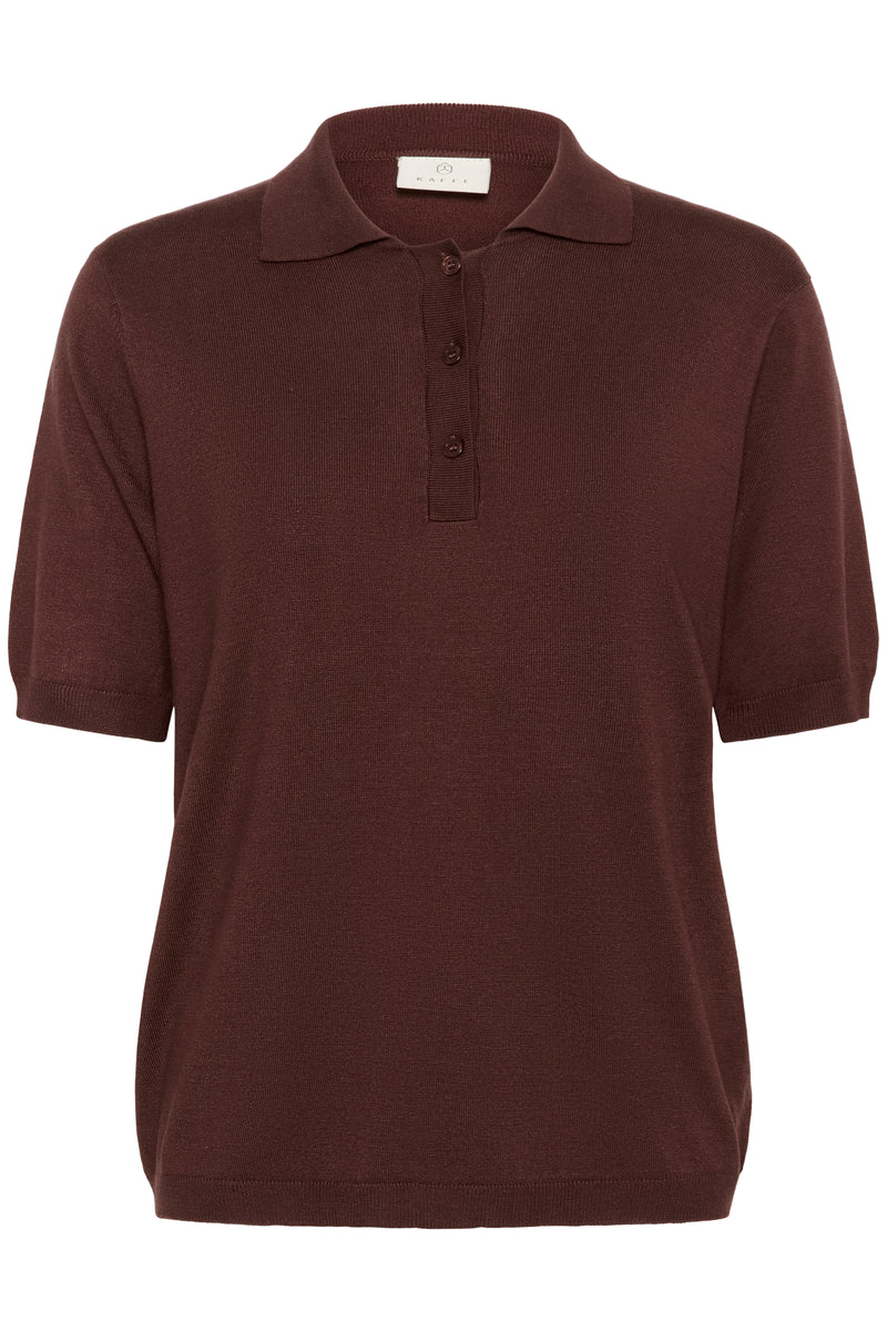 Kaffe Kalizza Fudge Burgundy Knitted Polo Top