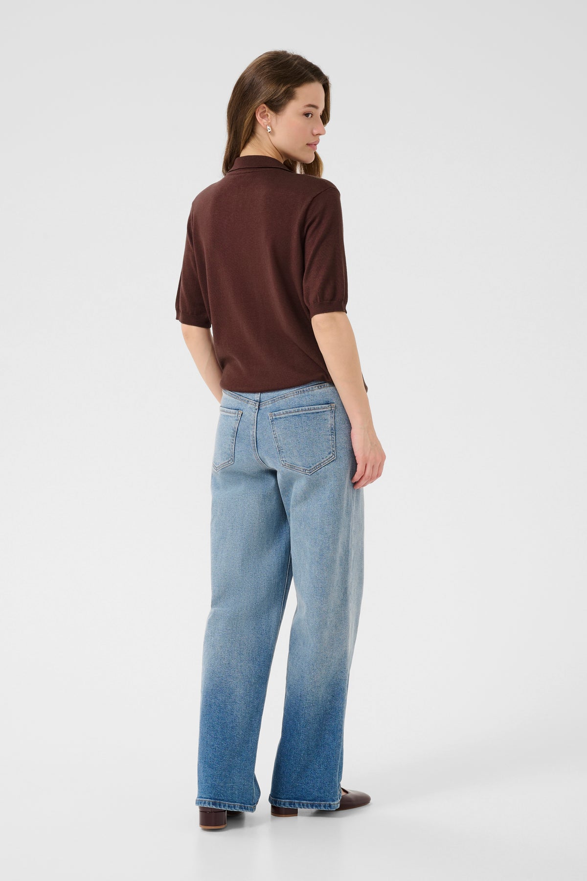 Kaffe Kalizza Fudge Burgundy Knitted Polo Top