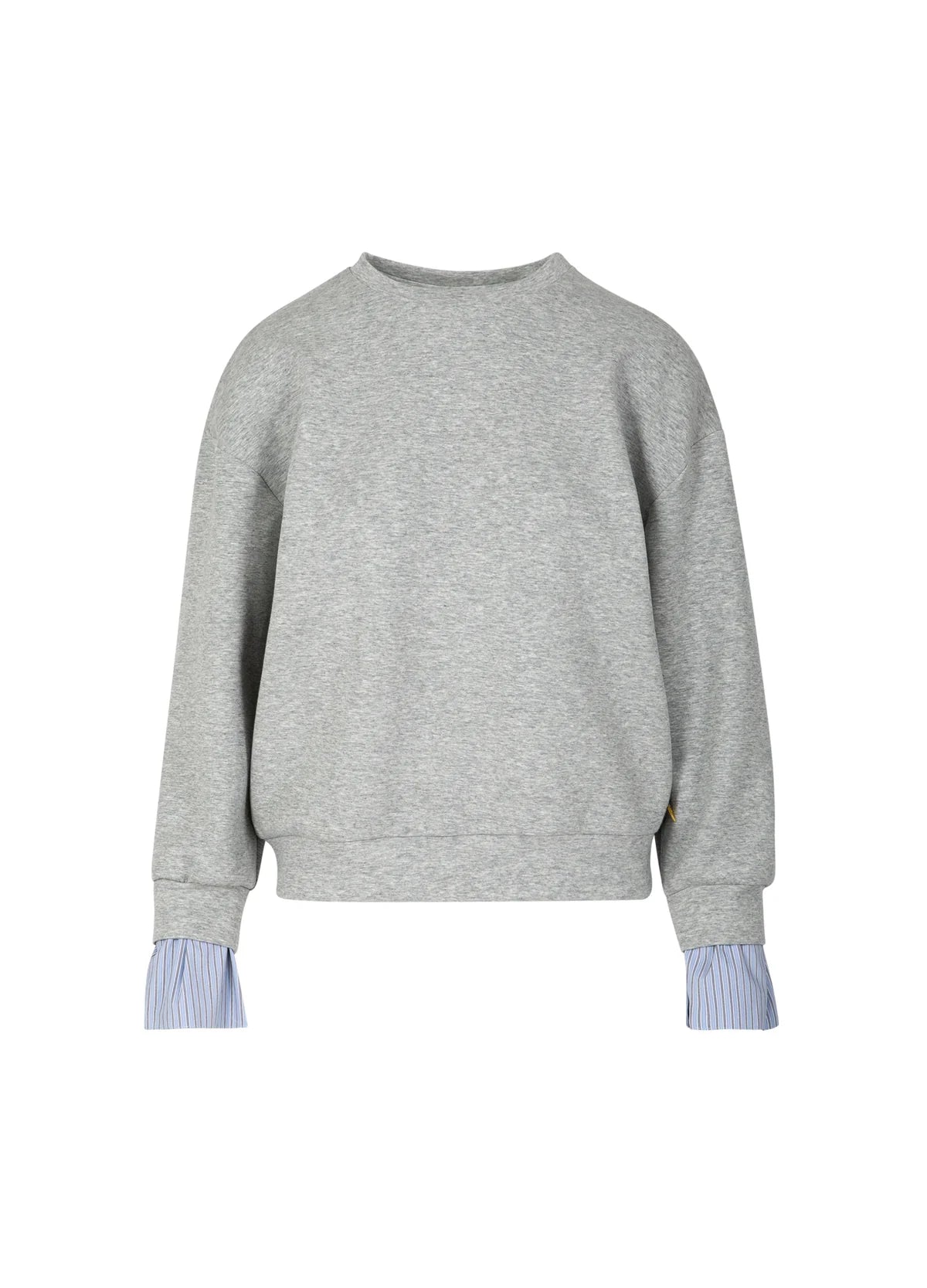 Coster Copenhagen Grey Melange Modal Sweatshirt with Striped Detachable Cuffs
