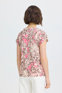 Fransa FrSeen Lotus Pink Floral Printed T-Shirt, 20610634