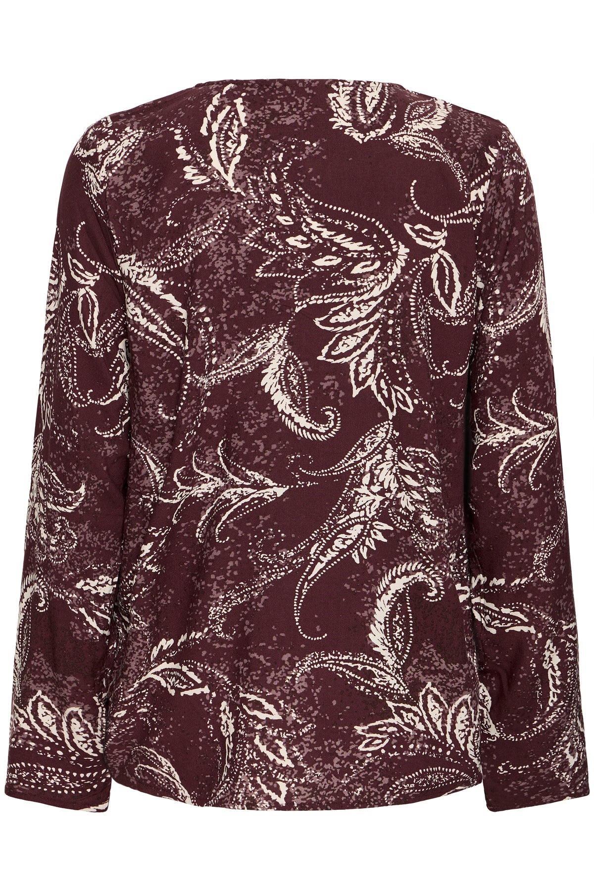 Fransa FrKiki Fudge Burgundy Paisley Dot V-Neck Blouse, 20612662