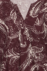 Fransa FrKiki Fudge Burgundy Paisley Dot V-Neck Blouse, 20612662