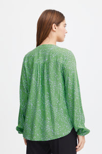 Fransa FrSilje Online Lime Abstract Printed V-Neck Blouse, 20613270