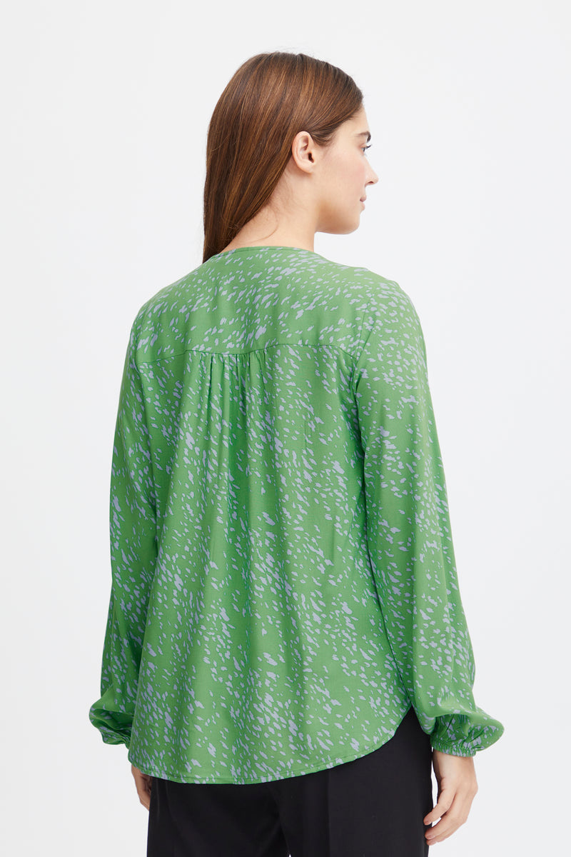 Fransa FrSilje Online Lime Abstract Printed V-Neck Blouse, 20613270