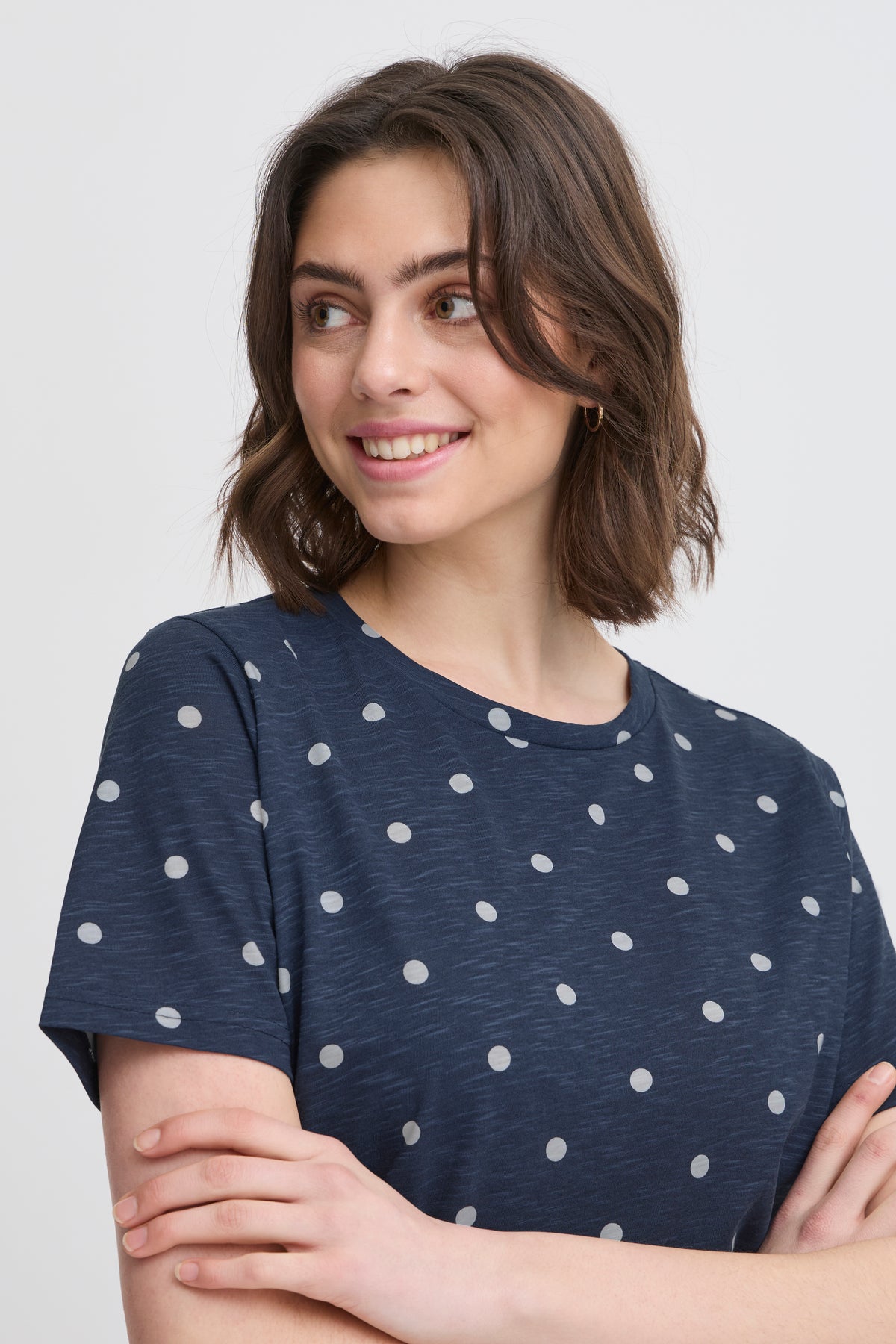 Fransa Hazel Navy Blazer Polka Dot T-Shirt