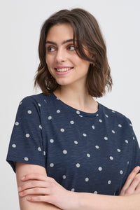 Fransa Hazel Navy Blazer Polka Dot T-Shirt