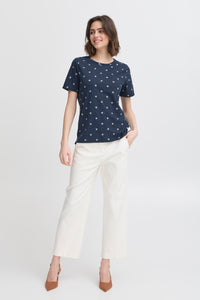 Fransa Hazel Navy Blazer Polka Dot T-Shirt, 20613783
