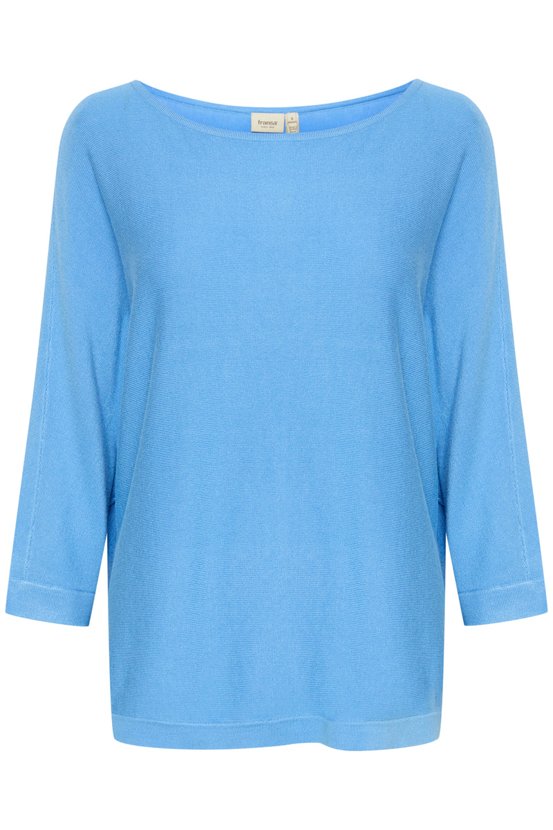 Fransa FrClia Azure Blue Oversized 3/4 Sleeve Knit