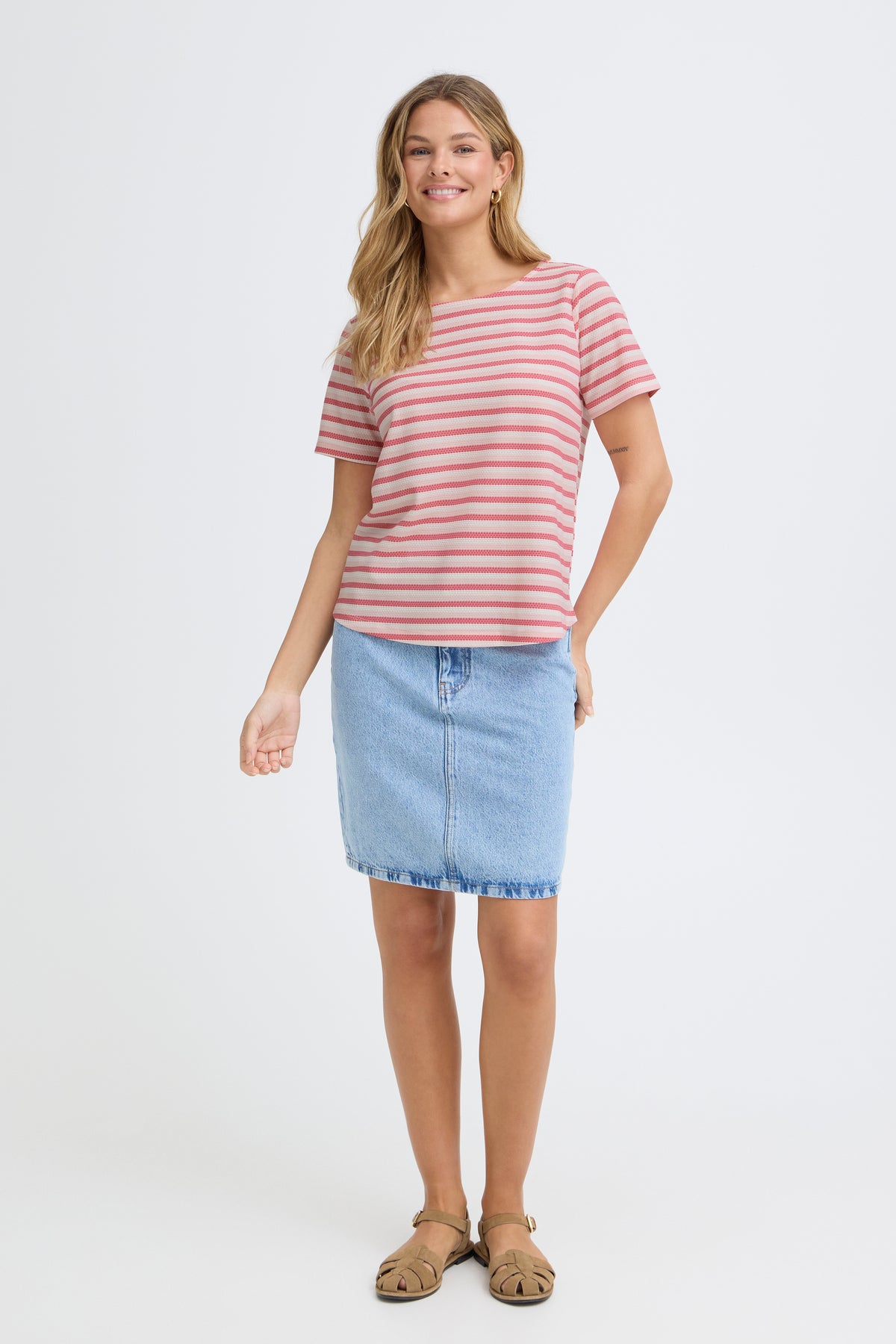 Fransa FrJosie Lotus Pink Stripe T-Shirt, 20615550