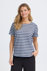 Fransa FrJosie Hydrangea Blue Stripe T-Shirt
