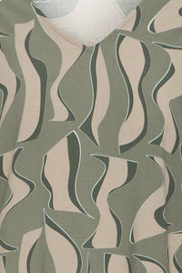 Fransa FrJustini Dusty Olive Abstract Printed V-Neck Blouse, 20616016
