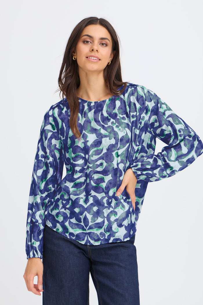 Fransa FrAriana Smokey Olive Printed Blouse, 20617394