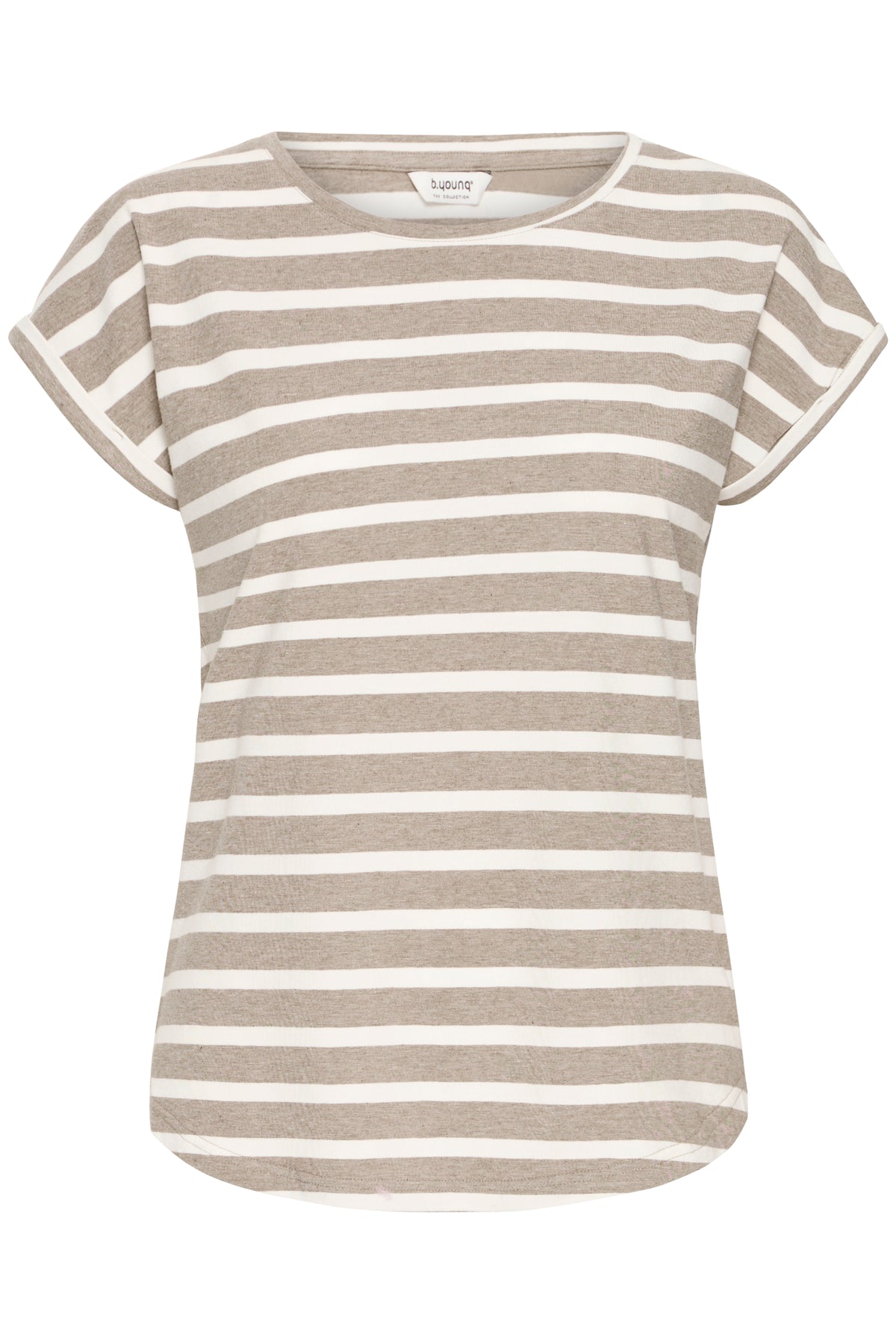 B.Young ByPamila Chinchilla Beige Melange Stripe T-Shirt, 20809561