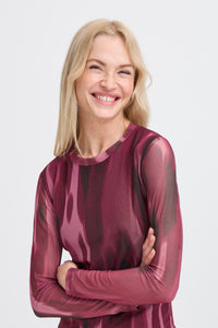 PRE-ORDER - B.Young Bypaloma Port Royale Printed Long Sleeve Mesh Top - (DESPATCH 19TH SEPTEMBER)