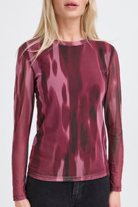 PRE-ORDER - B.Young Bypaloma Port Royale Printed Long Sleeve Mesh Top - (DESPATCH 19TH SEPTEMBER)