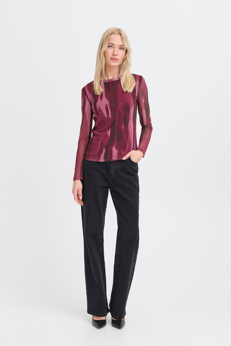 PRE-ORDER - B.Young Bypaloma Port Royale Printed Long Sleeve Mesh Top - (DESPATCH 19TH SEPTEMBER)