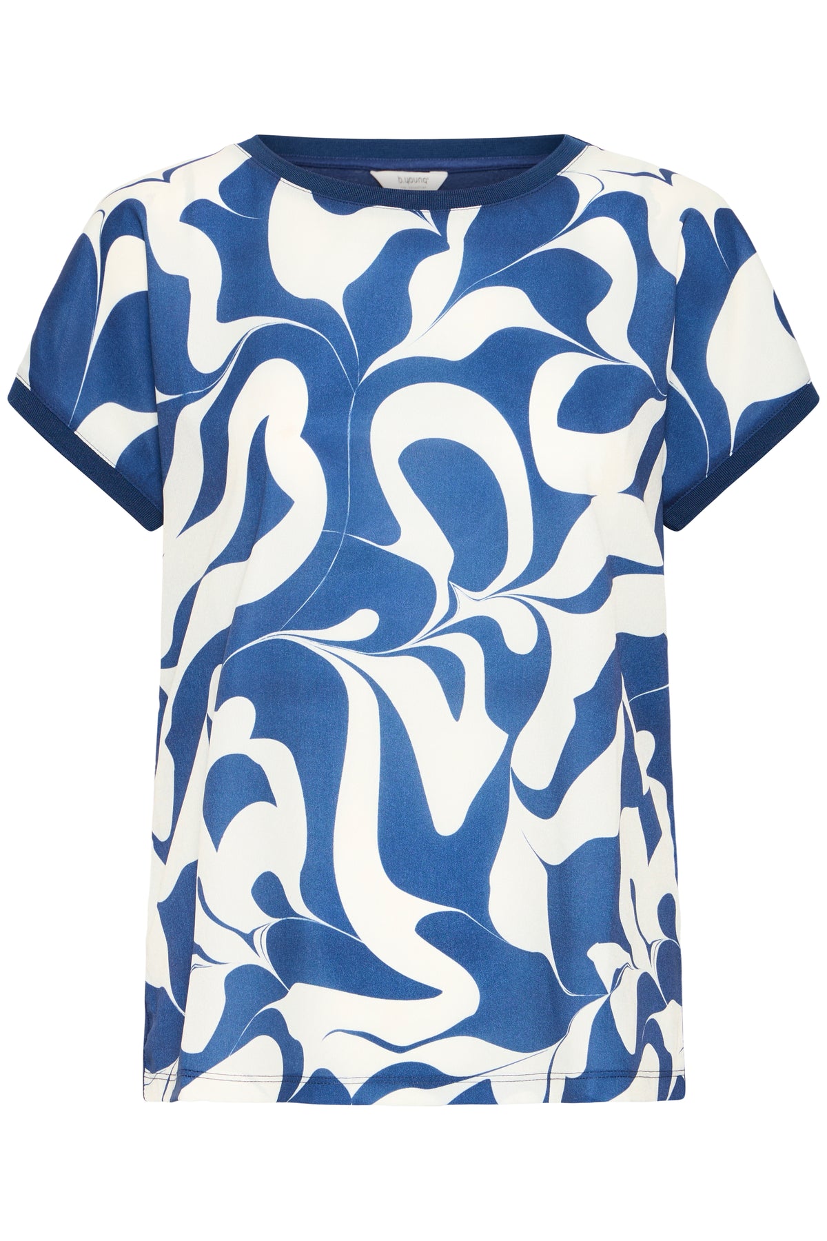 B.Young ByPanya Medieval Blue Swirl Print Silky Front T-Shirt
