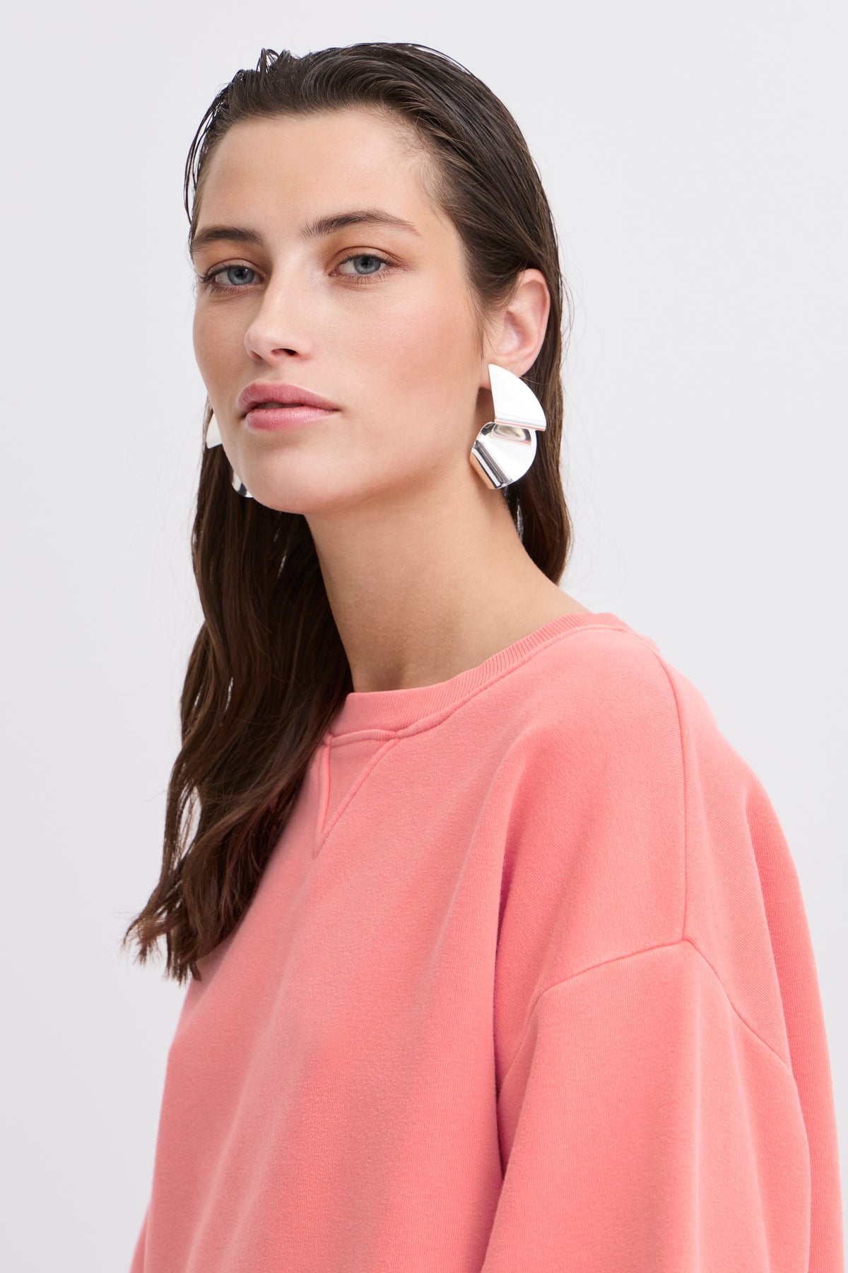 B.Young Bystana Porcelain Coral Teddy Fleece Lined Sweatshirt