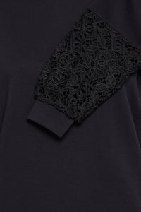 B.Young ByPusti Black Modal Sweatshirt with Lace Sleeves, 20816659