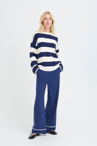 B.Young ByOtari Medieval Blue Striped Supersoft Knit