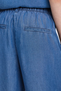 B.Young ByKosmo Mid Blue Denim Wide Leg Cropped Trousers, 20818793